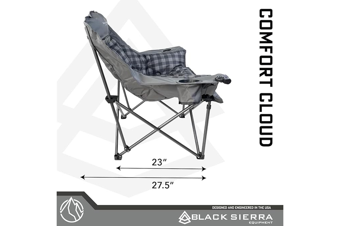 BLACK SIERRA EQUIPMENT Comfort Cloud Chair - Buffalo Check Black/Grey